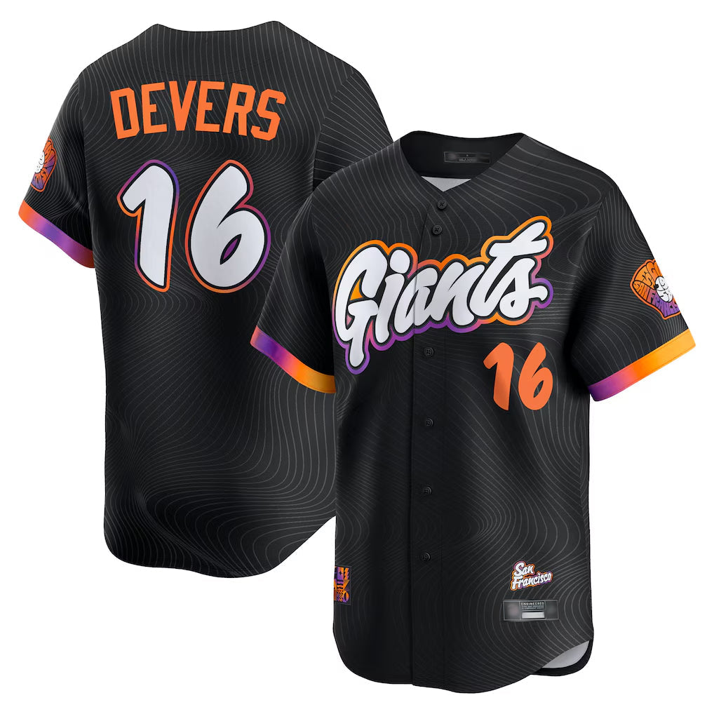 Johmsee SF.Giants #16 Rafael Devers Player Black 2025 City Connect Home Limited Stitched Jerseys