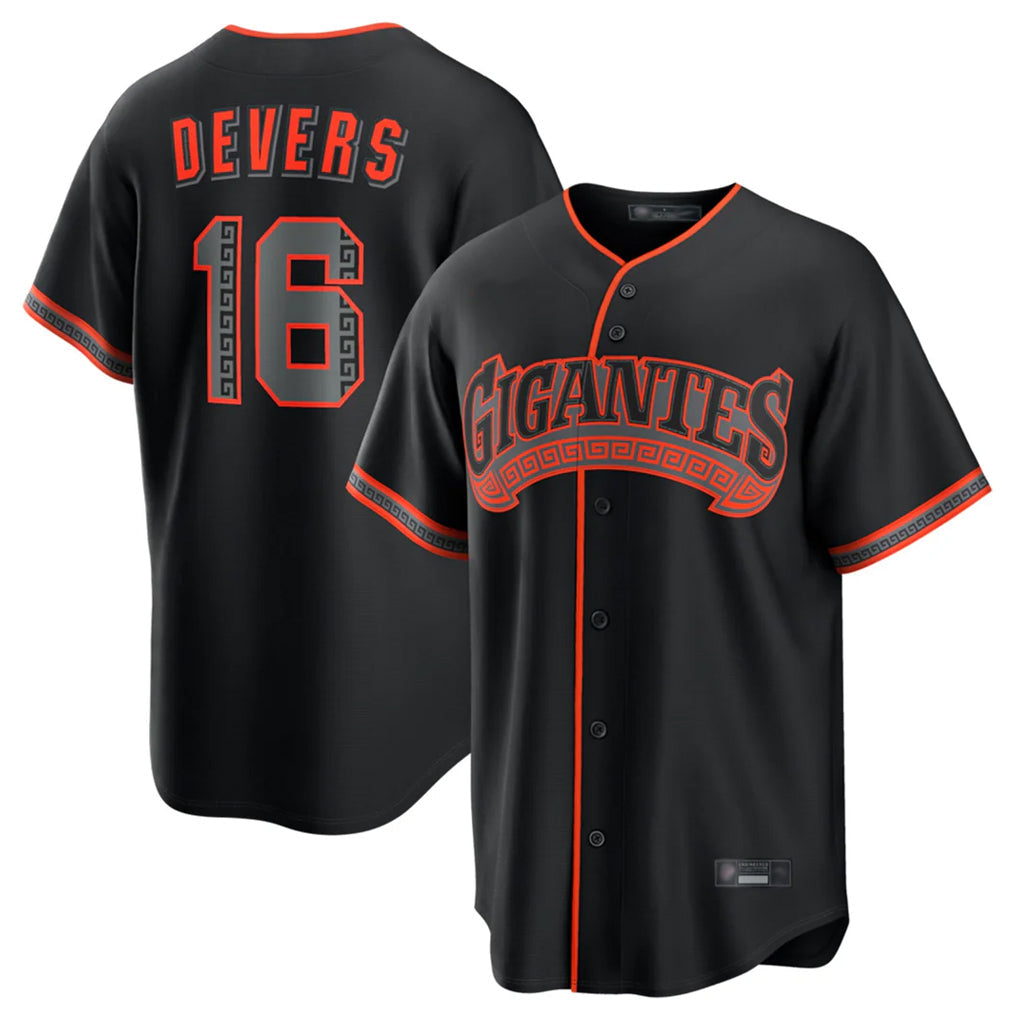 Johmsee SF.Giants #16 Rafael Devers Player Black Alternate Limited Stitched Jerseys