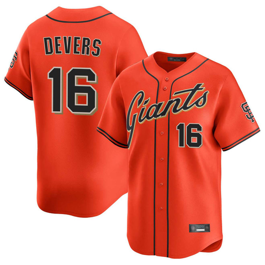 Johmsee SF.Giants #16 Rafael Devers Player Orange Home Limited Stitched Jerseys