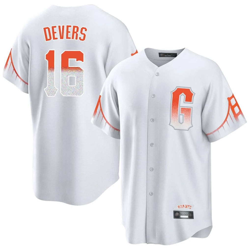 Johmsee SF.Giants #16 Rafael Devers Player White City Connect Home Game Stitched Jerseys
