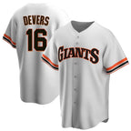 Johmsee SF.Giants #16 Rafael Devers Player White Throwback Cooperstown Collection Home Game Stitched Jerseys
