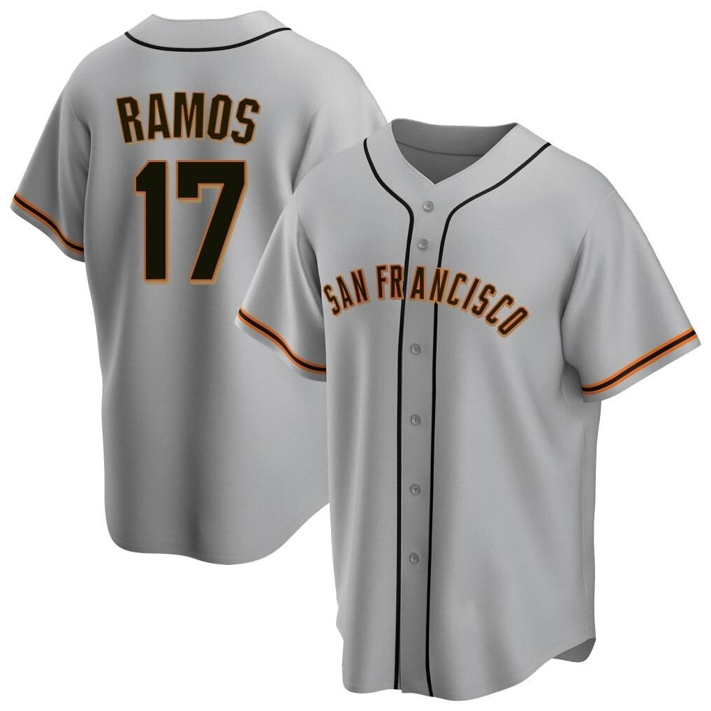 Johmsee SF.Giants #17 Heliot Ramos Player Gray Home Game Stitched Jerseys