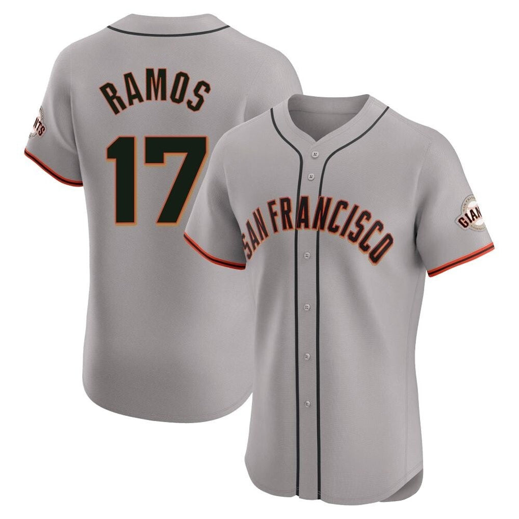 Johmsee SF.Giants #17 Heliot Ramos Player Gray Home Limited Elite Stitched Jerseys