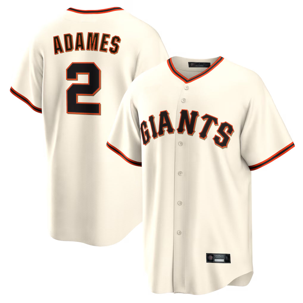 Johmsee SF.Giants #2 Willy Adames Player Cream Home Game Stitched Jerseys
