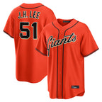 Johmsee SF.Giants #51 Jung Hoo Lee Player Orange Home Game Stitched Jerseys