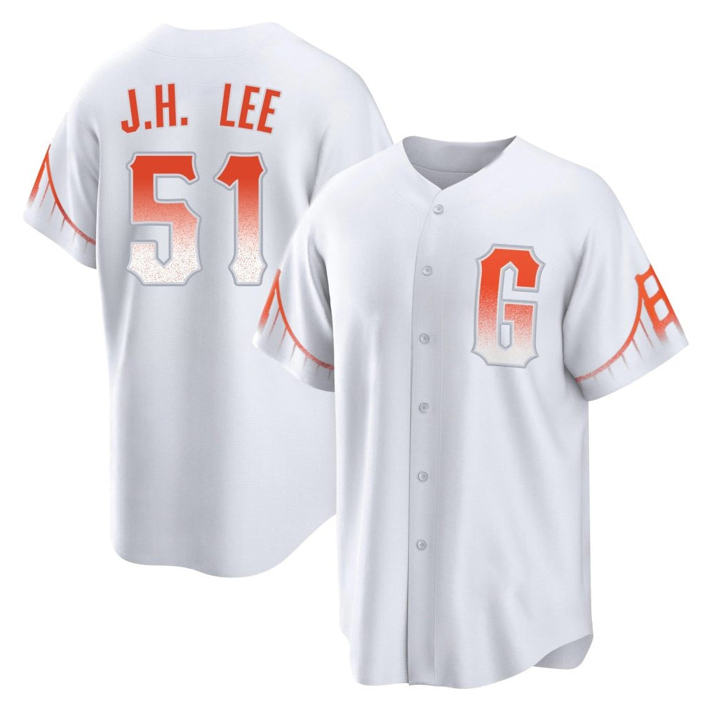 Johmsee SF.Giants #51 Jung Hoo Lee Player White City Connect Home Game Stitched Jerseys