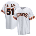 Johmsee SF.Giants #51 Jung Hoo Lee Player White Throwback Cooperstown Collection Home Game Stitched Jerseys