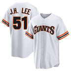 Johmsee SF.Giants #51 Jung Hoo Lee Player White Throwback Cooperstown Collection Home Game Stitched Jerseys