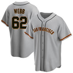 Johmsee SF.Giants #62 Logan Webb Player Gray Home Game Stitched Jerseys