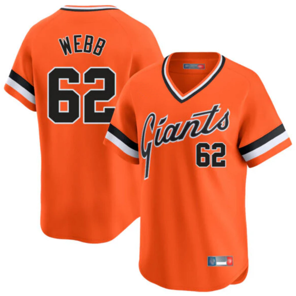 Johmsee SF.Giants #62 Logan Webb Player Orange Home Game T-shirt Stitched Jerseys