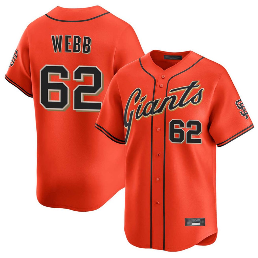 Johmsee SF.Giants #62 Logan Webb Player Orange Home Limited Stitched Jerseys