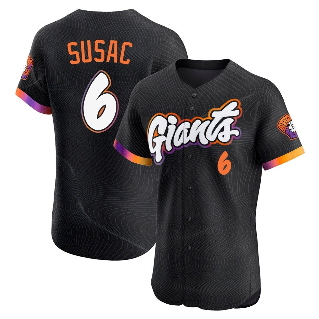 Johmsee SF.Giants #6 Daniel Susac Player Black 2025 City Connect Home Limited Elite Stitched Jerseys