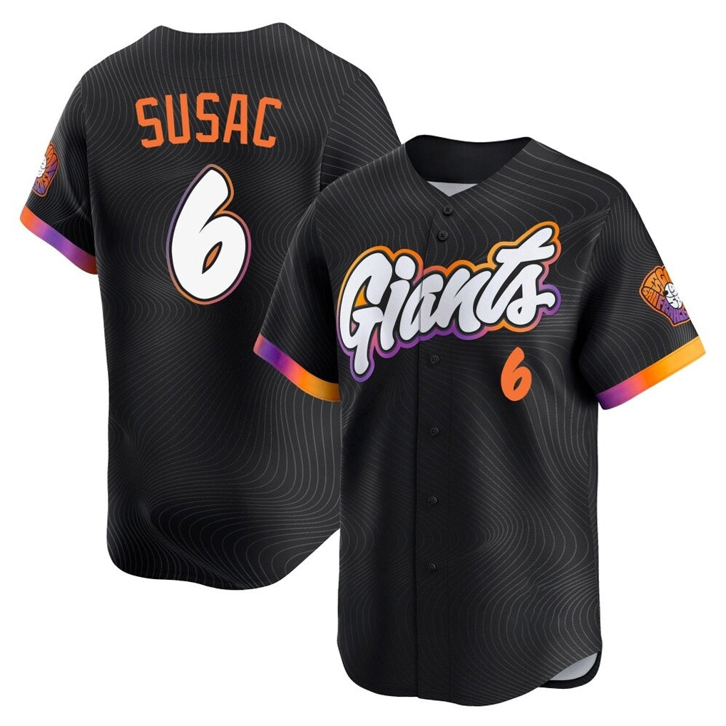 Johmsee SF.Giants #6 Daniel Susac Player Black 2025 City Connect Home Limited Stitched Jerseys