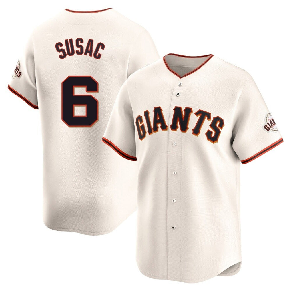 Johmsee SF.Giants #6 Daniel Susac Player Cream Home Limited Stitched Jerseys