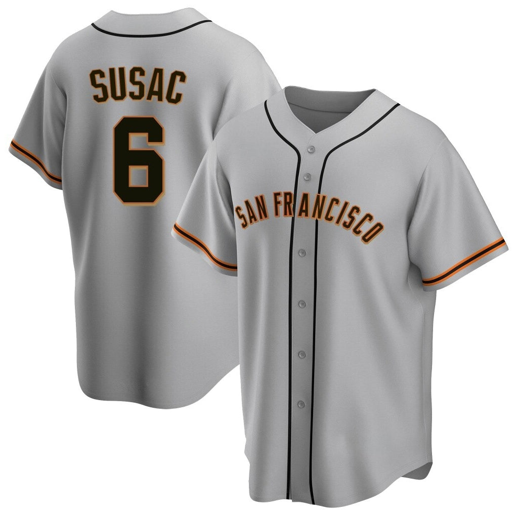 Johmsee SF.Giants #6 Daniel Susac Player Gray Home Game Stitched Jerseys