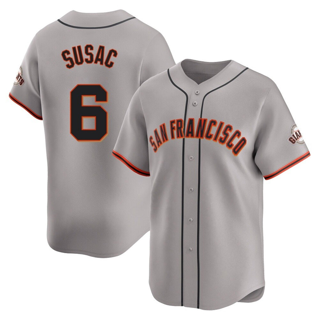 Johmsee SF.Giants #6 Daniel Susac Player Gray Home Limited Stitched Jerseys