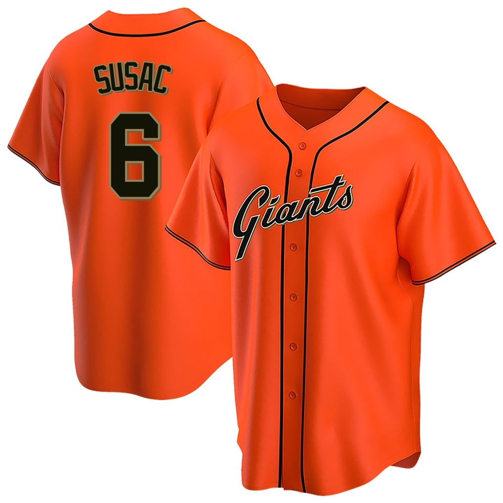 Johmsee SF.Giants #6 Daniel Susac Player Orange Home Game Stitched Jerseys