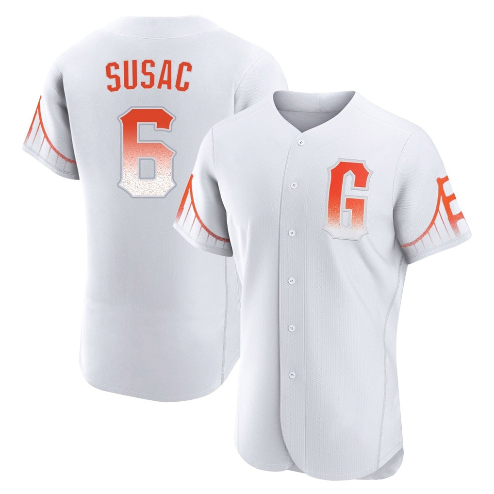 Johmsee SF.Giants #6 Daniel Susac Player White City Connect Home Limited Elite Stitched Jerseys
