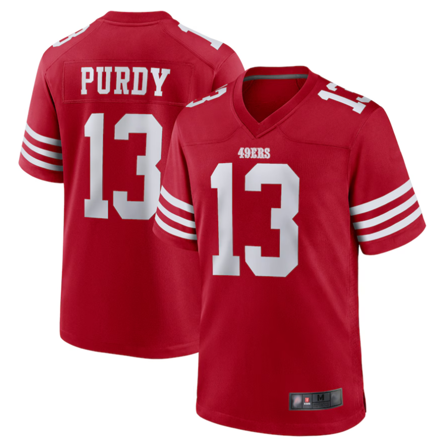 Johmsee SFr.49ers #13 Brock Purdy Player Scarlet Replica Game Stitched Jerseys