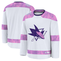 Johmsee SJ.Sharks White 2024 Hockey Fights Cancer Practice Jerseys