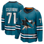 Johmsee SJ.Sharks #71 Macklin Celebrini Teal Home Breakaway Jerseys