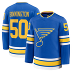 Johmsee SL.Blues #50 Jordan Binnington Blue Home Premium Player Jerseys