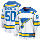 Johmsee SL.Blues #50 Jordan Binnington White Away Breakaway Player Jerseys