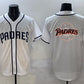 San Diego Padres Team Big Logo White Cool Base Stitched Baseball Jersey