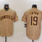 San Diego Padres #19 Tony Gwynn Khaki Team Logo Stitched Cool Base Baseball Jersey
