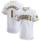 San Diego Padres #1 Tony Fernández Home Elite Sponsor Patch Player Jersey - White Stitched Baseball Jersey