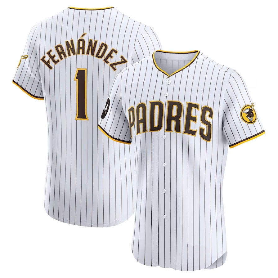 San Diego Padres #1 Tony Fernández Home Elite Sponsor Patch Player Jersey - White Stitched Baseball Jersey