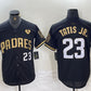 San Diego Padres #23 Fernando Tatis Jr Black Gold With Patch Cool Base Stitched Baseball Jersey
