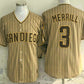San Diego Padres #3 Jackson Merrill Khaki Pinstripe Limited Stitched Baseball Jersey