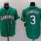 Seattle Mariners #3 JP Crawford Number Teal Green Stitched Cool Base Baseball Jerseys