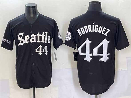 Seattle Mariners #44 Julio Rodríguez Black 'Deep Sea Gothic Edition' Vapor Premier Limited Stitched Baseball Jersey