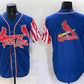 St. Louis Cardinals Team Big Logo Royal Independence Day Vapor Premier Limited Stitched Baseball Jersey