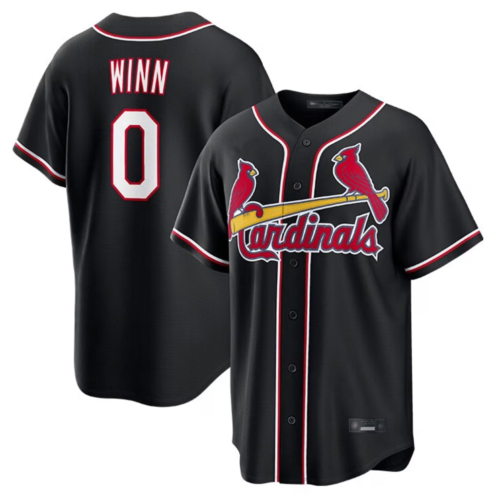 Johmsee St. Louis Cardinals #0 Masyn Winn Player Black Carbon Fashio Game Stitched Jerseys