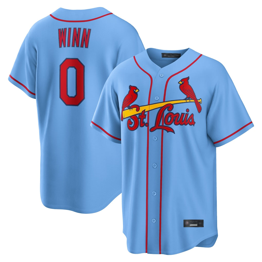Johmsee St. Louis Cardinals #0 Masyn Winn Player Light Blue  Home Game Stitched Jerseys