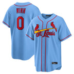 Johmsee St. Louis Cardinals #0 Masyn Winn Player Light Blue  Home Game Stitched Jerseys