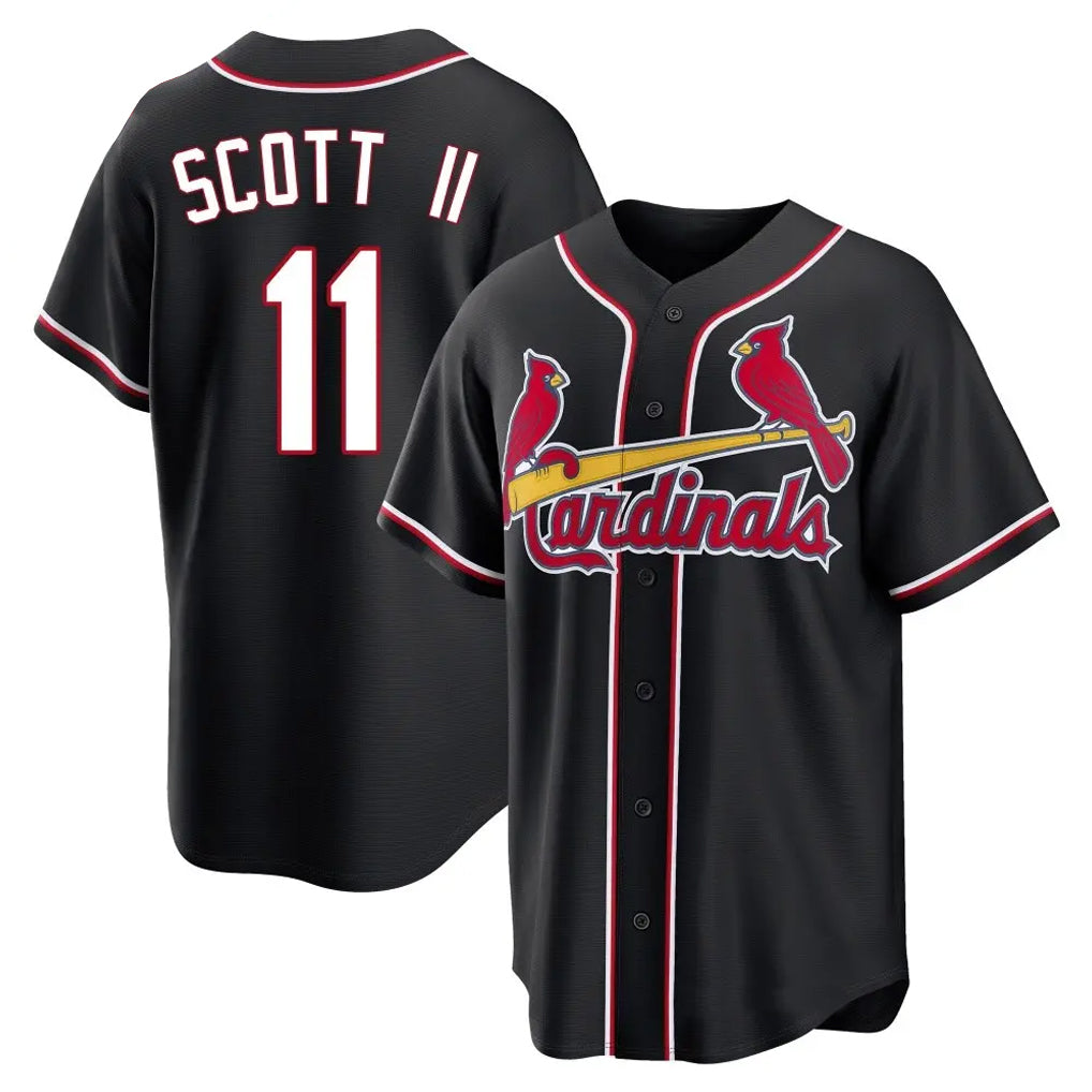Johmsee St. Louis Cardinals #11 Victor Scott II Player Black Carbon Fashio Game Stitched Jerseys