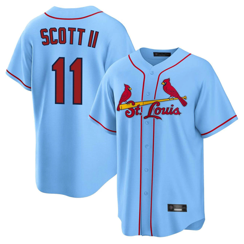 Johmsee St. Louis Cardinals #11 Victor Scott II Player Light Blue Home Game Stitched Jerseys