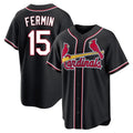 Johmsee St. Louis Cardinals #15 Jose Fermin Player Black Carbon Fashio Game Stitched Jerseys