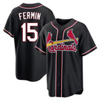 Johmsee St. Louis Cardinals #15 Jose Fermin Player Black Carbon Fashio Game Stitched Jerseys