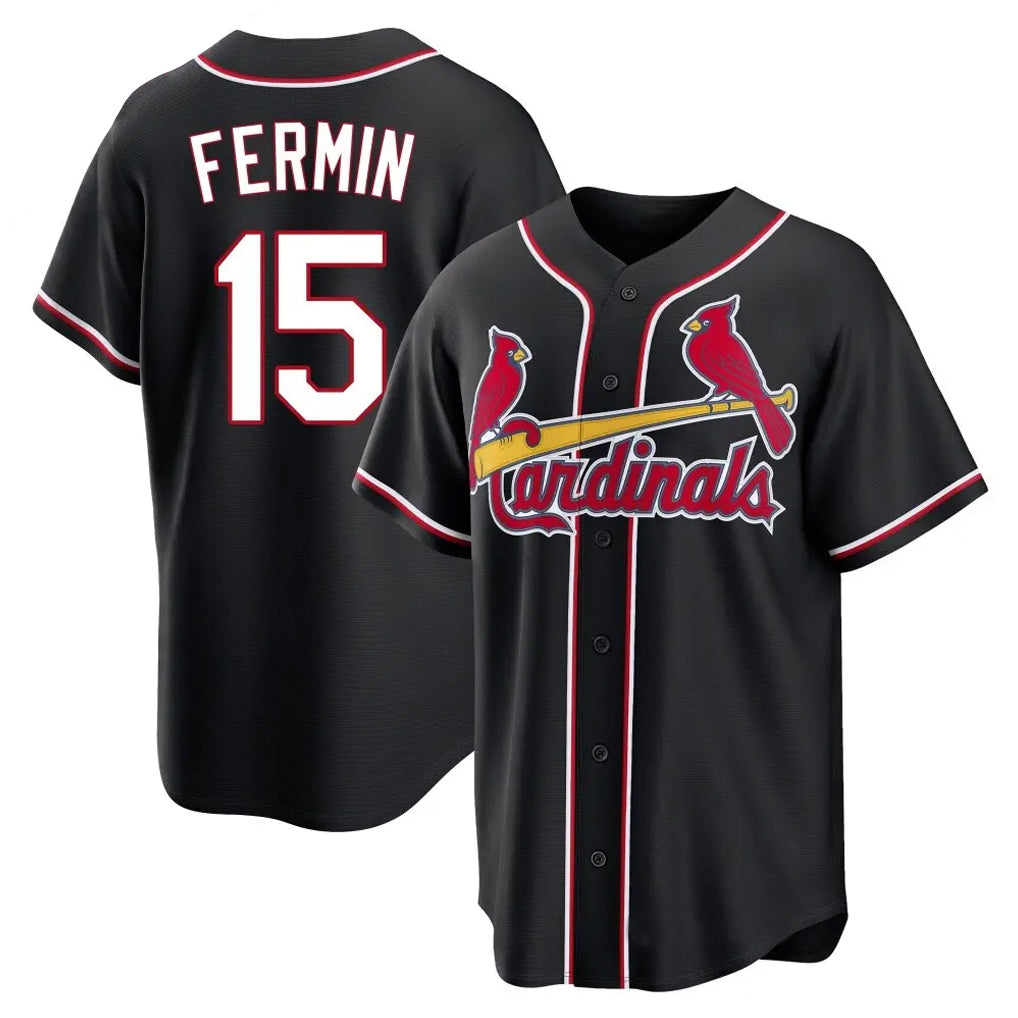 Johmsee St. Louis Cardinals #15 Jose Fermin Player Black Carbon Fashio Game Stitched Jerseys