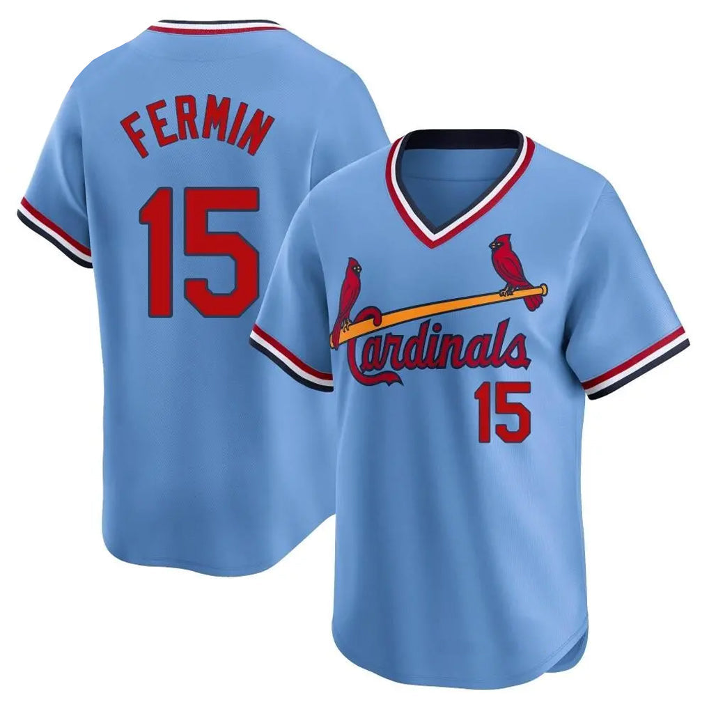 Johmsee St. Louis Cardinals #15 Jose Fermin Player Light Blue City Connect Home T-shirt Stitched Jerseys