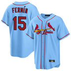 Johmsee St. Louis Cardinals #15 Jose Fermin Player Light Blue Home Game Stitched Jerseys