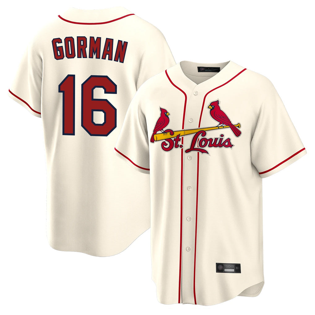Johmsee St. Louis Cardinals #16 Nolan Gorman Player Cream Home Game Stitched Jerseys