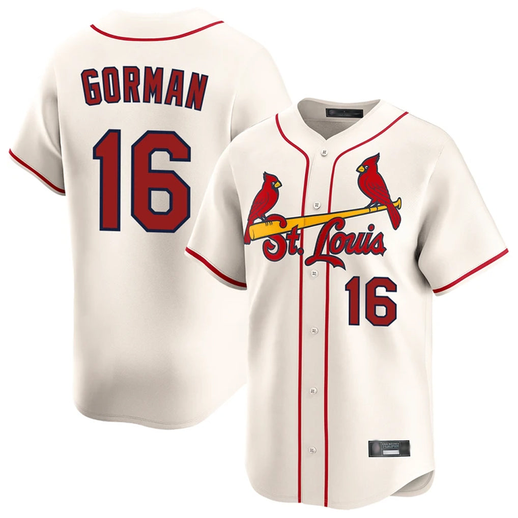 Johmsee St. Louis Cardinals #16 Nolan Gorman Player Cream Home Limited Stitched Jerseys