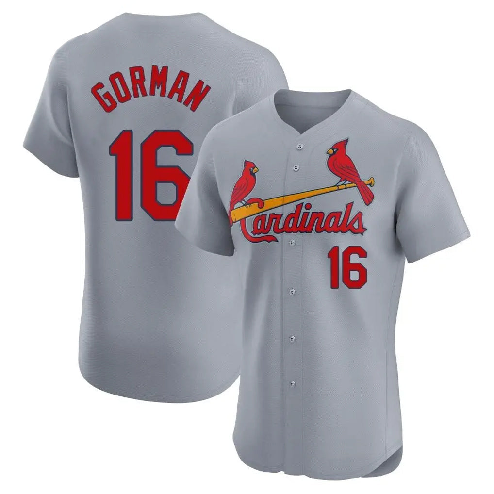 Johmsee St. Louis Cardinals #16 Nolan Gorman Player Gray Home Limited Elite Stitched Jerseys