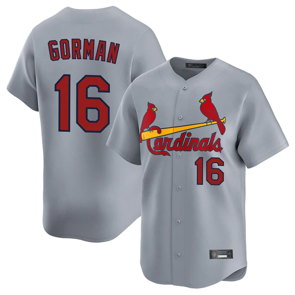 Johmsee St. Louis Cardinals #16 Nolan Gorman Player Gray Home Limited Stitched Jerseys